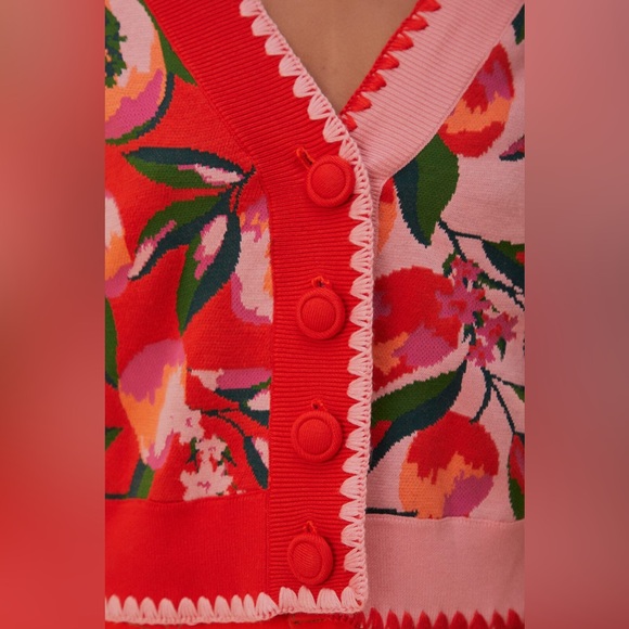 Farm Rio Mixed Papaya Knit Cardigan XS - Picture 6 of 14